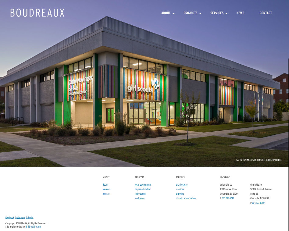 Screenshot of Homepage with Dogwood Flower
