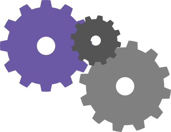 Icon illustration of three gears