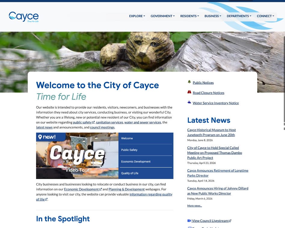 Cayce Web Site Screenshot